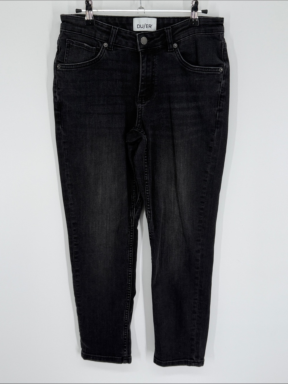 DU/ER Black Denim Jeans Tapered Leg Size 27 x 28